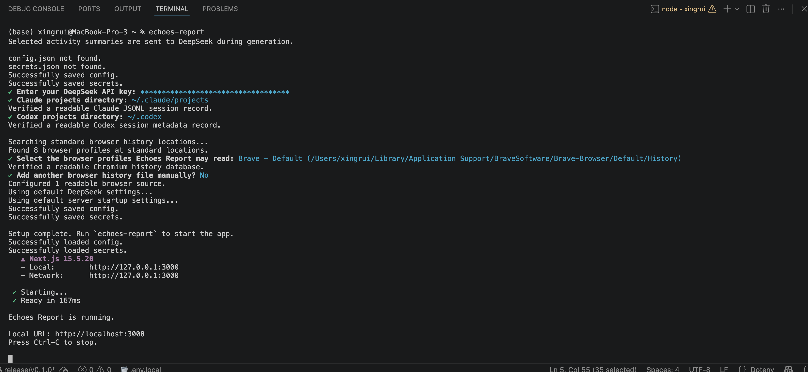 Image: the finished CLI printing its local URL.